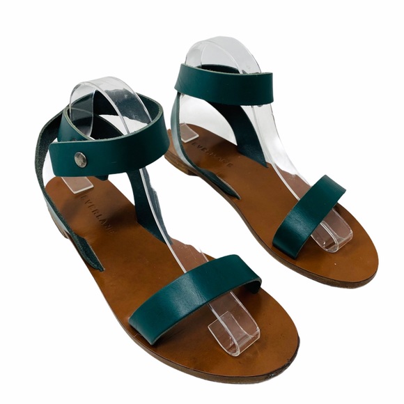 Everlane Shoes - Everlane The Italian Ankle Wrap Green Sandal 8.5
